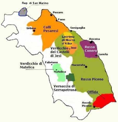 Marche Colli Pesaresi cartina