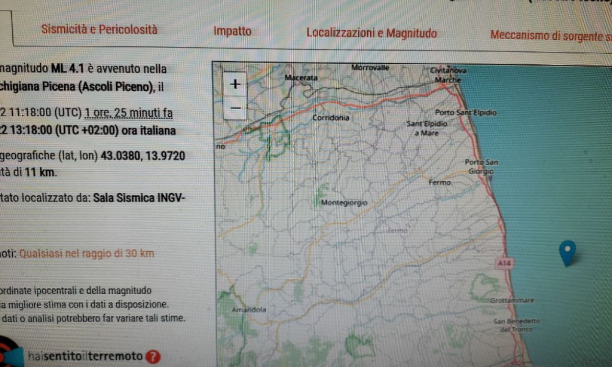 Terremoto nelle Marche, tanta paura ma nessun danno in zona